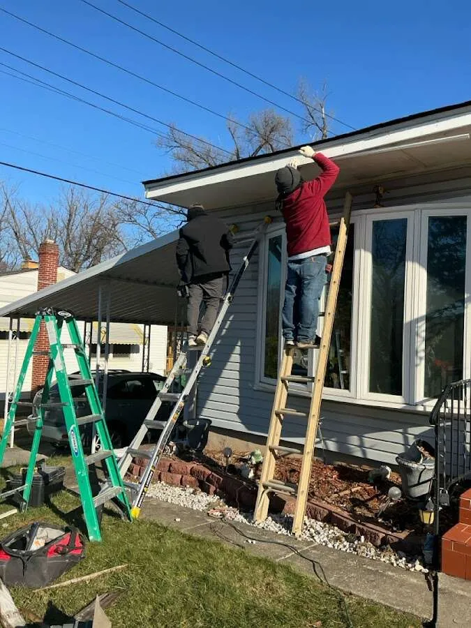Restoration crew performing exterior repair in Logansport